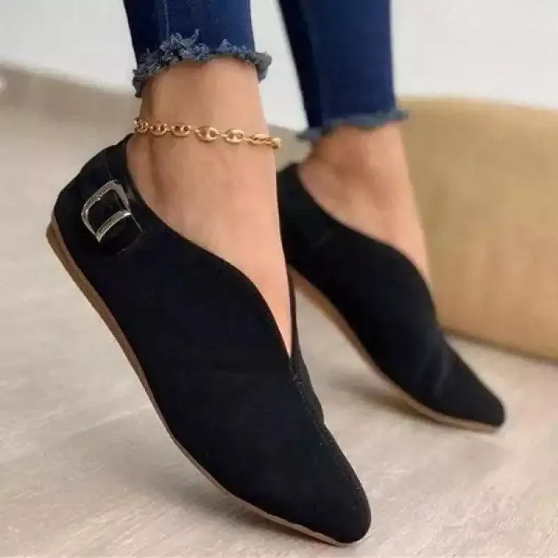 XIANGTUIBAO  Cross-Border  European and American Style New Hasp V Cut Casual Pumps Fashion plus Size 35-43 Foreign Trade Women's Shoes