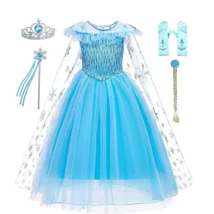 Xiangtuibao Sleeveless Elsa's Princess Dress Frozen Elsa Elsa Girl's Dress Blue Pettiskirt Cross-Border Hair Generation