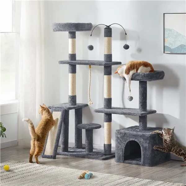 Yaheetech Multilevel Plush Cat Tree 53.5 inch