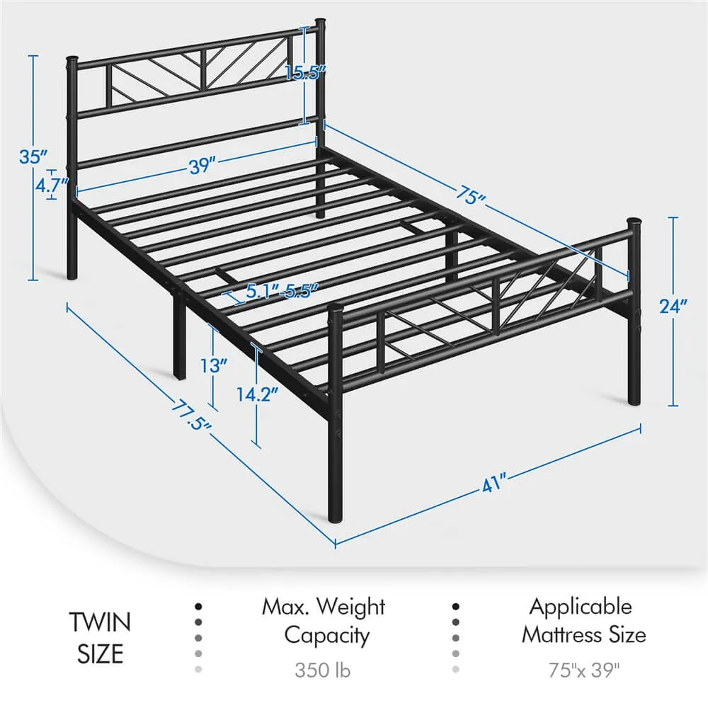 Yaheetech Twin Minimalist Metal Platform Bed